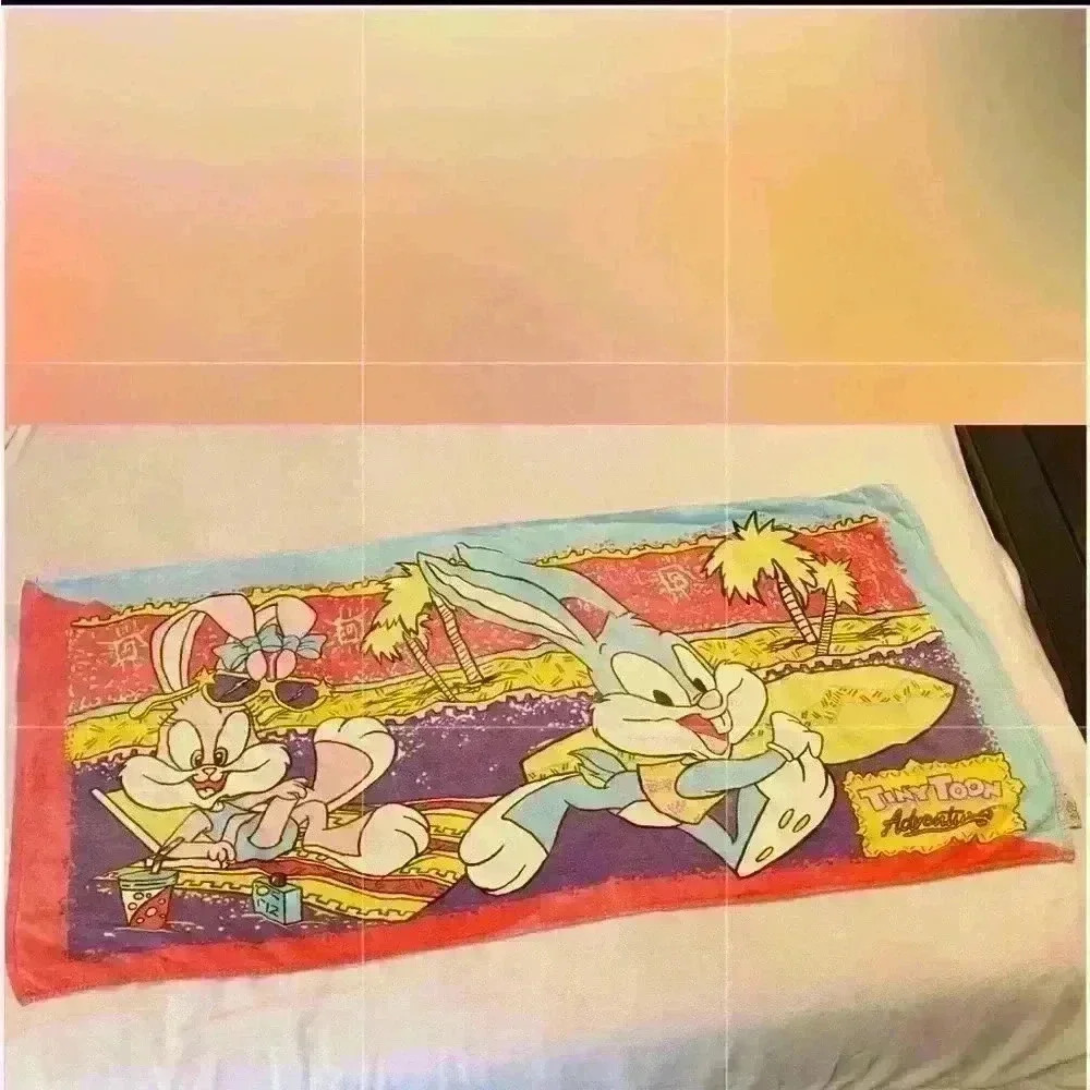 Vintage 1991‎ Tiny Toon Adventures Beach Towel Featuring Buster & Babs Bunny - Picture 16 of 16